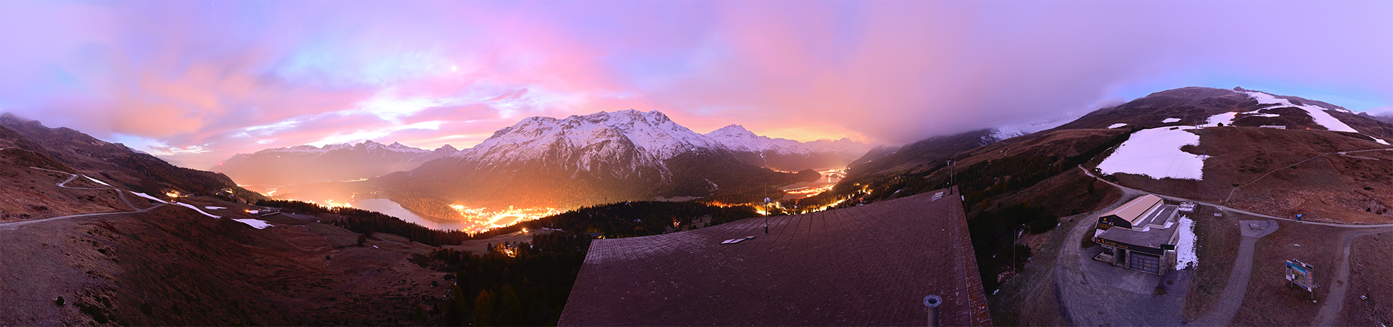 Panorama St.Moritz bei Abendrot